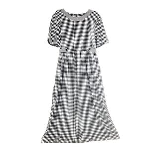 Vintage Maxi Dress Black White Gingham Midi